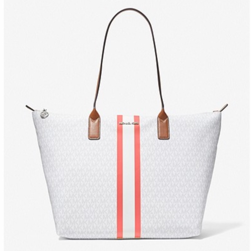 MICHAEL KORS Large Logo Stripe Tote Bag NWT